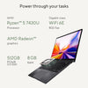 ASUS ZENBOOK 14 OLED UM3402YA-KM766W | AMD Ryzen 5 7430U, 8GB RAM, 512GB SSD, 14.0" 2.8K OLED, AMD Radeon Graphics, Win11 Home, Eng-Arab Keyboard, Black