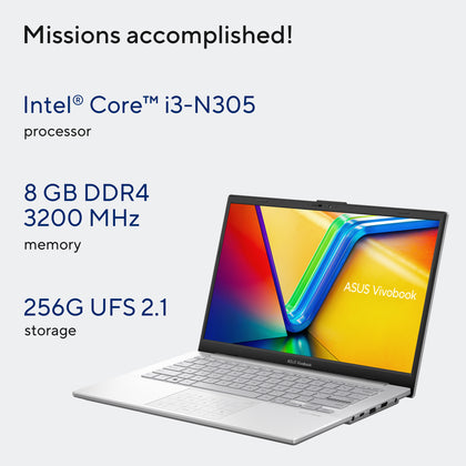 ASUS VIVOBOOK GO 15 E1504GA-NJ084W | Intel Core i3 N305, 8GB RAM, 256GB SSD, 15.6