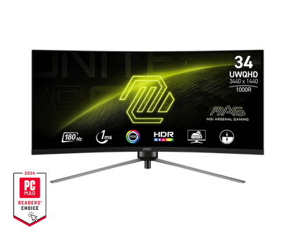 MSI MAG 345CQR - 9S6-3DD14H-006 | Curved Gaming Monitor, 34