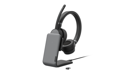 LENOVO GO WIRELESS ANC HEADSET WITH CHARGING STAND - GXD1C99241 | Crystal Clear Voice With Ambient Noise Cancellation, All Day Comfort Ambidextrous Design, Simultaneously Connects to Up to 3 Devices