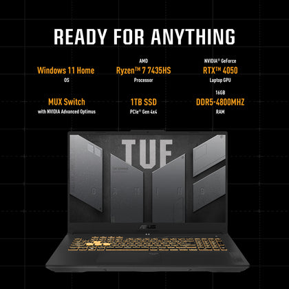 ASUS TUF GAMING F15 FA507NUR-LP053W | AMD R7 7435HS, 16GB RAM, 1TB SSD, 6GB NVIDIA GeForce RTX 4050, 15.6