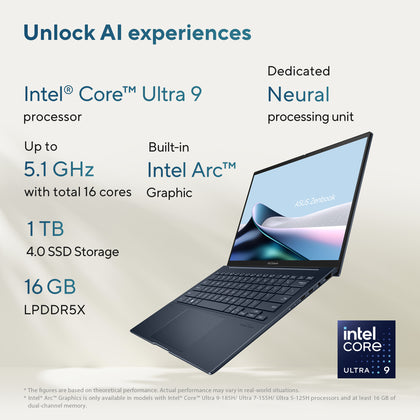 ASUS ZENBOOK 14 OLED UX3405MA-OLED9B | Intel Core Ultra 9 185H 2.3GHz, 16GB RAM, 1TB SSD, 14.0