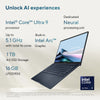 ASUS ZENBOOK 14 OLED UX3405MA-OLED9B | Intel Core Ultra 9 185H 2.3GHz, 16GB RAM, 1TB SSD, 14.0" OLED 3K Touch Screen, Intel Arc Graphics, Win11 Home, Eng-Arab Keyboard, Blue